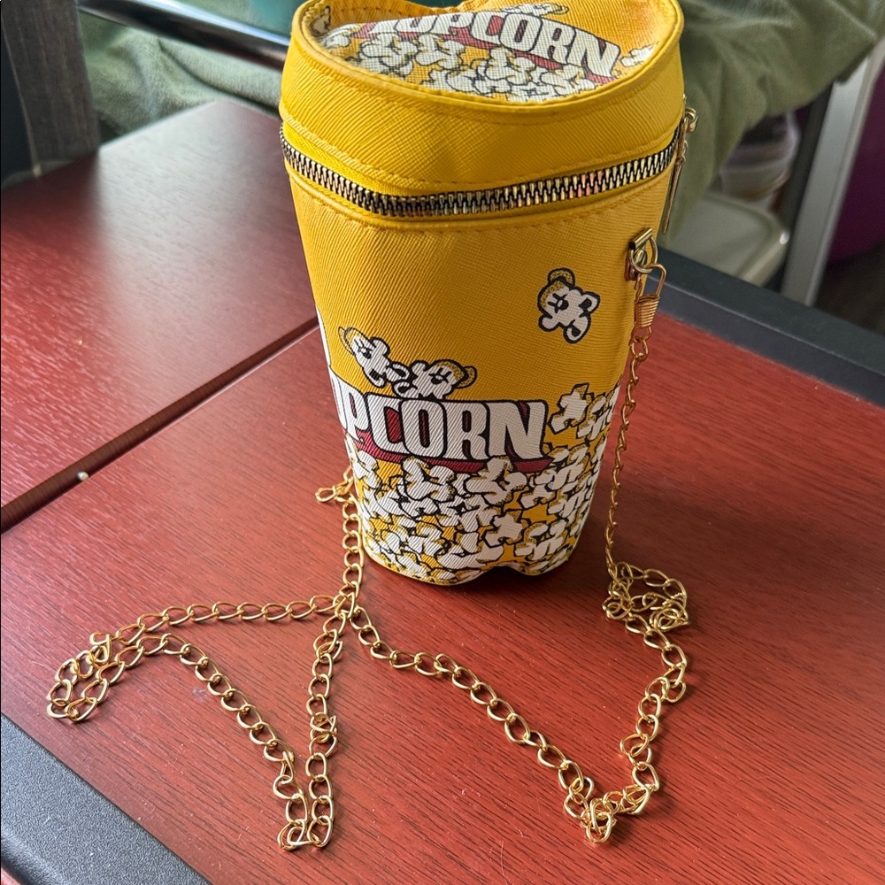 Yellow Popcorn Bag with Chain Strap
